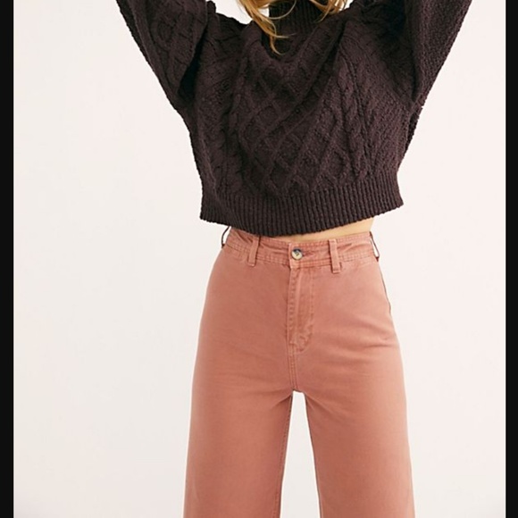 Free People Patti Pant Hi Rise Crop Rose Color NWT - Picture 6 of 6